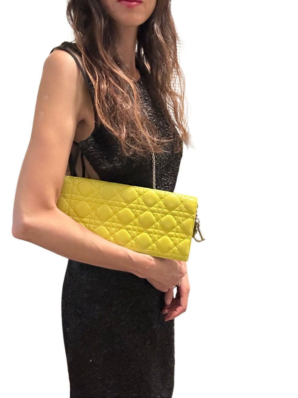 The carnage Lady Dior lamb skin pouch,